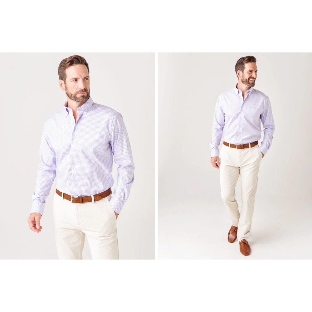 Peter Millar Crown Ease Platte Sport Stretch Button Up Shirt  Sz XXL 2X Check